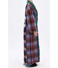 Azalea Wang Studio Checked Pattern Notch Collar Oversized Fit Button Front Jacket