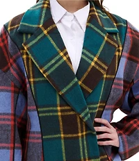 Azalea Wang Studio Checked Pattern Notch Collar Oversized Fit Button Front Jacket