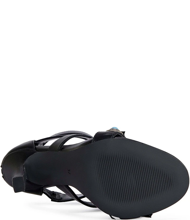 Azalea Wang Sumac Turquoise Ornamented Fringe Dress Sandals