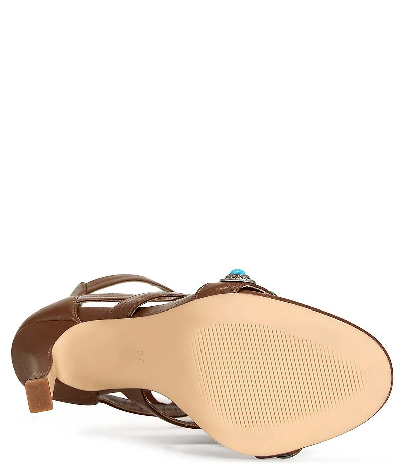 Azalea Wang Sumac Turquoise Ornamented Fringe Dress Sandals