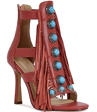 Azalea Wang Sumac Turquoise Ornamented Fringe Dress Sandals
