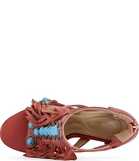 Azalea Wang Sumac Turquoise Ornamented Fringe Dress Sandals