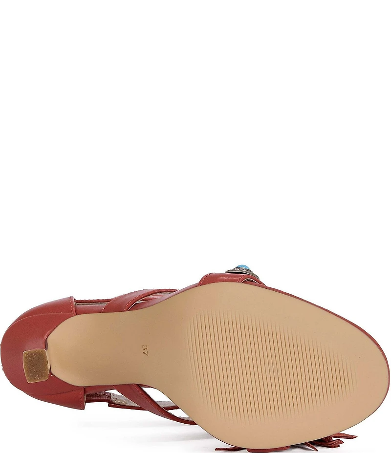 Azalea Wang Sumac Turquoise Ornamented Fringe Dress Sandals