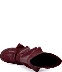 Azalea Wang Sybel Snap Hardware Slouch Overlay Lug Sole Mid Calf Boots