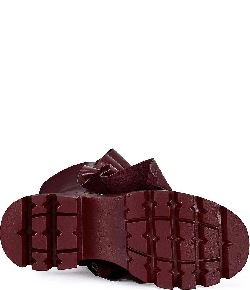 Azalea Wang Sybel Snap Hardware Slouch Overlay Lug Sole Mid Calf Boots