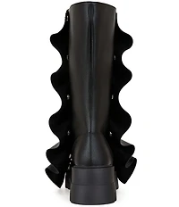 Azalea Wang Sybel Snap Hardware Slouch Overlay Lug Sole Mid Calf Boots