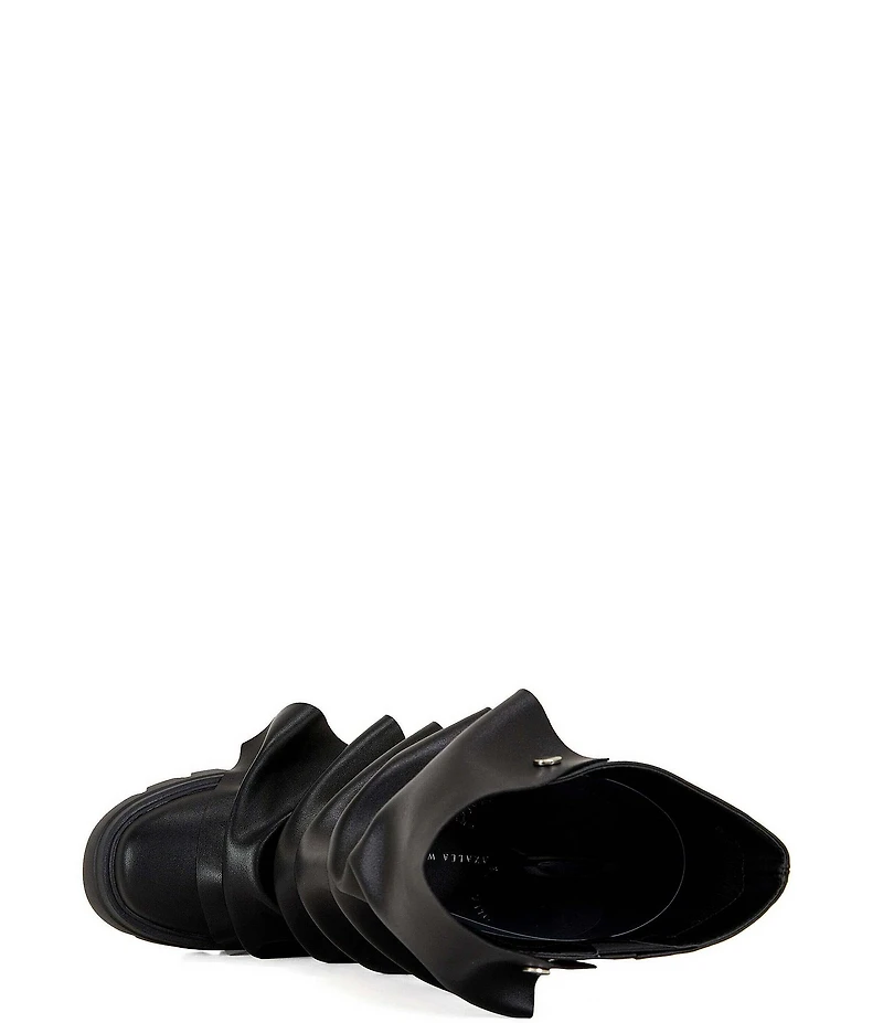 Azalea Wang Sybel Snap Hardware Slouch Overlay Lug Sole Mid Calf Boots