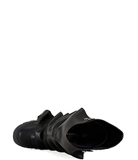 Azalea Wang Sybel Snap Hardware Slouch Overlay Lug Sole Mid Calf Boots