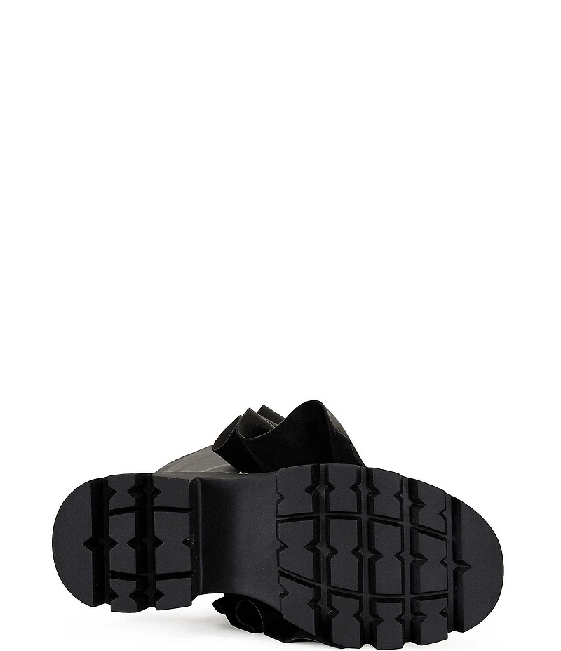 Azalea Wang Sybel Snap Hardware Slouch Overlay Lug Sole Mid Calf Boots