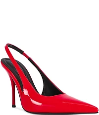 Azalea Wang Sylva Patent Pointed Toe Slingback Pumps