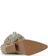 Azalea Wang Tadao Stud and Jewel Ornamented Fringe Western Tall Boots