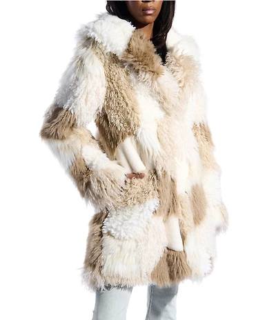 Azalea Wang Taher Shawl Collar Oversize Faux Fur Jacket