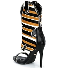 Azalea Wang Tahlie Striped Calf Hair Western Boot Shaft Sandals