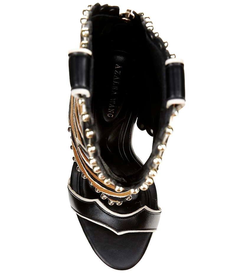 Azalea Wang Tahlie Striped Calf Hair Western Boot Shaft Sandals