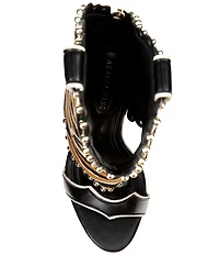 Azalea Wang Tahlie Striped Calf Hair Western Boot Shaft Sandals