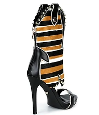Azalea Wang Tahlie Striped Calf Hair Western Boot Shaft Sandals