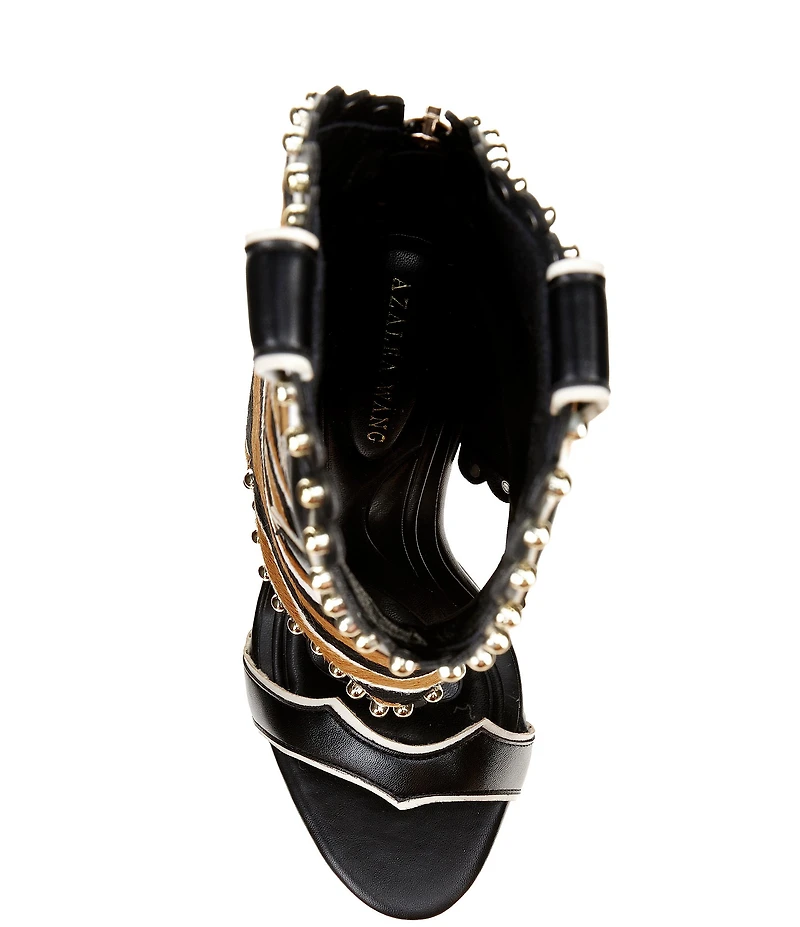 Azalea Wang Tahlie Striped Calf Hair Western Boot Shaft Sandals