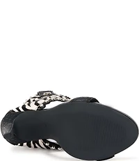 Azalea Wang Tahlie Zebra Print Calf Hair Western Boot Shaft Sandals