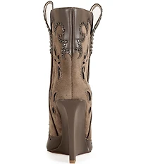 Azalea Wang Talayah Studded Cut Out Western Wedge Booties