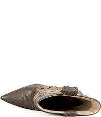 Azalea Wang Talayah Studded Cut Out Western Wedge Booties