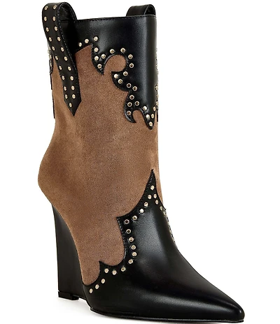 Azalea Wang Tallulah Studded Western Wedge Booties