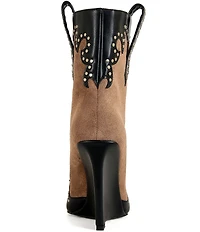Azalea Wang Tallulah Studded Western Wedge Booties