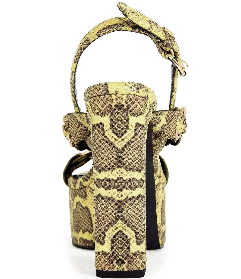 Azalea Wang Tarynn Snake Print Hardware Detail Platform Block Heel Sandals