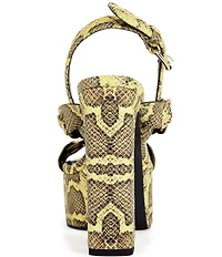 Azalea Wang Tarynn Snake Print Hardware Detail Platform Block Heel Sandals