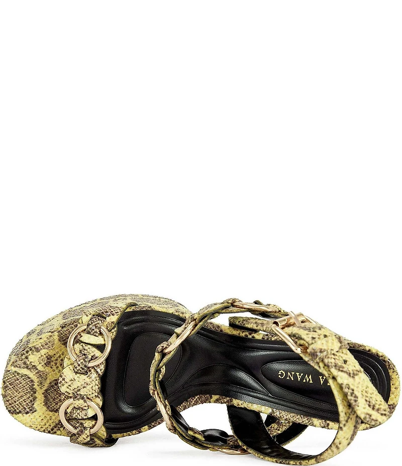 Azalea Wang Tarynn Snake Print Hardware Detail Platform Block Heel Sandals