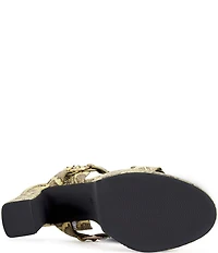 Azalea Wang Tarynn Snake Print Hardware Detail Platform Block Heel Sandals