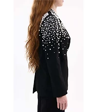 Azalea Wang Tatiana Solid Pearl Accent Notch Collar Button Front Blazer