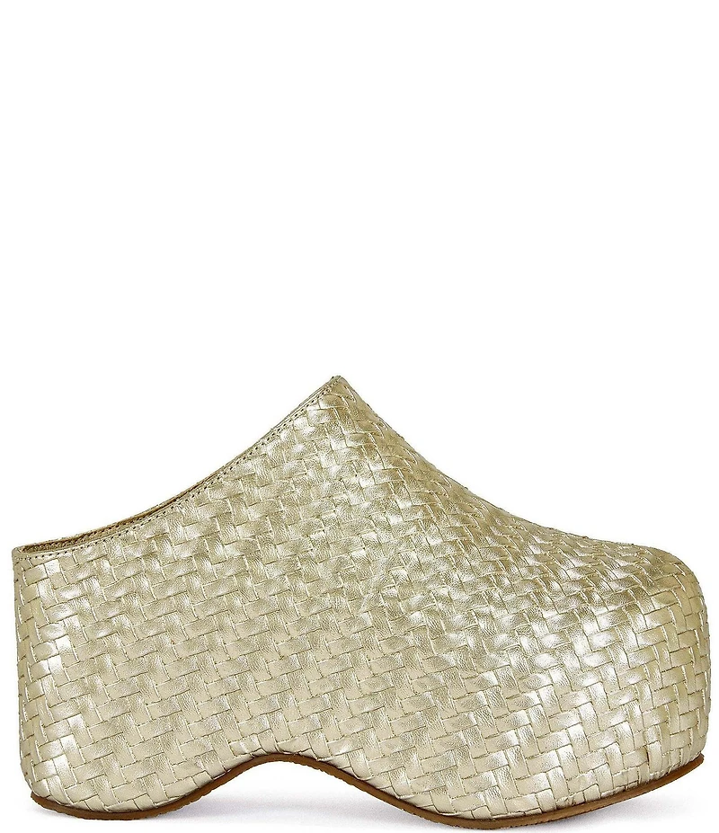 Azalea Wang Teatree Woven Metallic Platform Clogs