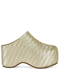 Azalea Wang Teatree Woven Metallic Platform Clogs