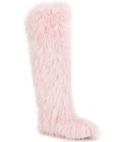 Azalea Wang Templeton Faux Fur Platform Over The Knee Boots