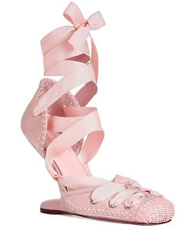 Azalea Wang Tendu Ankle Tie Cantilever Ballerina Pumps