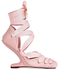 Azalea Wang Tendu Ankle Tie Cantilever Ballerina Pumps