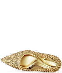 Azalea Wang Teryn Metallic Studded Curved Wedge Pumps
