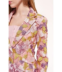 Azalea Wang Thalena Floral Lace Lapel Neck Relaxed Fit Button Front Blazer