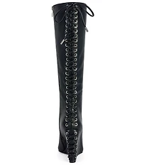 Azalea Wang Thaumus Laced Pointed Toe Wedge Tall Boots