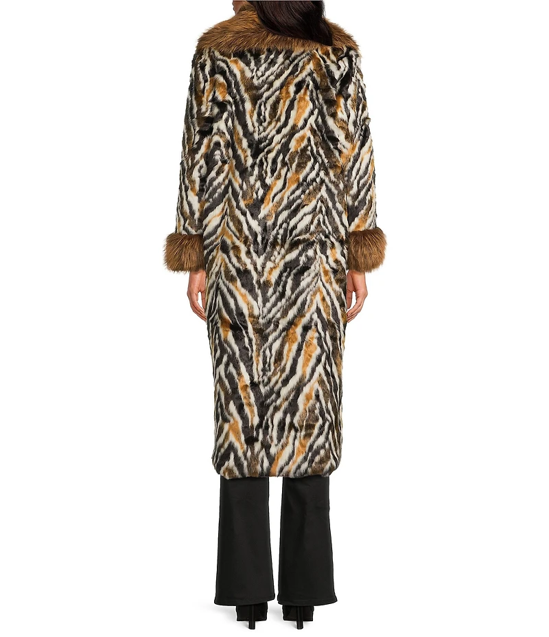 Azalea Wang Tiana Retro Faux Fur Shawl Collared Oversize Trench Coat