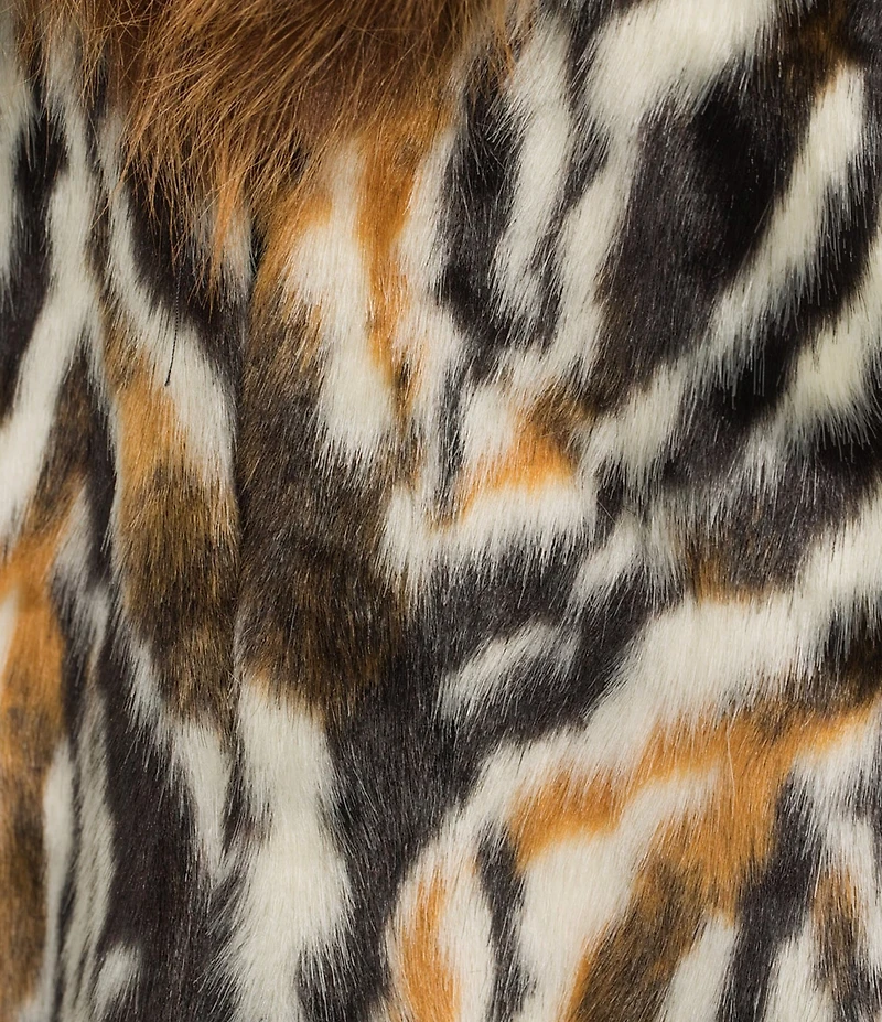 Azalea Wang Tiana Retro Faux Fur Shawl Collared Oversize Trench Coat