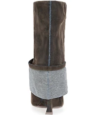 Azalea Wang Tin Denim Cuffed Peep Toe Tall Boots