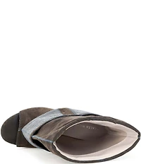 Azalea Wang Tin Denim Cuffed Peep Toe Tall Boots