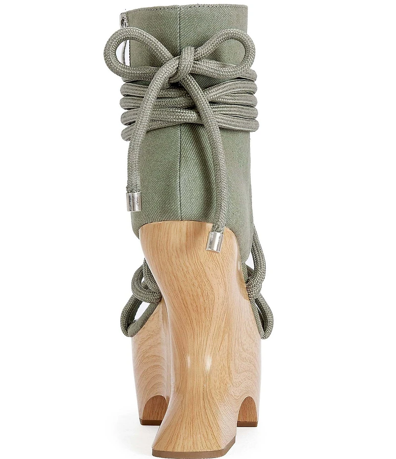 Azalea Wang Tiziano Shafted Wraparound Ankle Tie Sculpted Platform Wedge Sandals