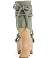 Azalea Wang Tiziano Shafted Wraparound Ankle Tie Sculpted Platform Wedge Sandals