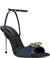 Azalea Wang Treetok Ornament Rhinestone Embellished Ankle Strap Dress Sandals