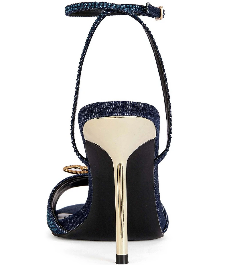 Azalea Wang Treetok Ornament Rhinestone Embellished Ankle Strap Dress Sandals