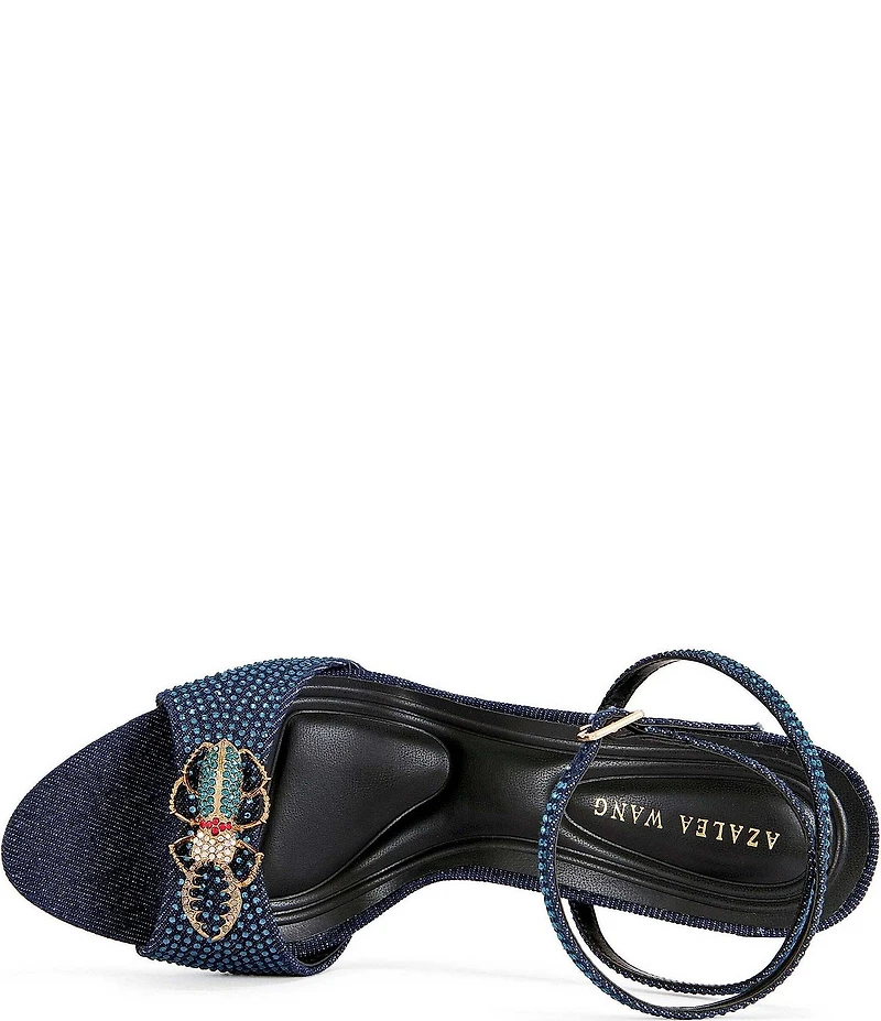 Azalea Wang Treetok Ornament Rhinestone Embellished Ankle Strap Dress Sandals