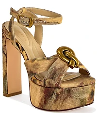 Azalea Wang Uma Leopard Print Platform Ankle Strap Sandals