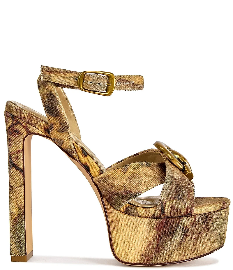 Azalea Wang Uma Leopard Print Platform Ankle Strap Sandals